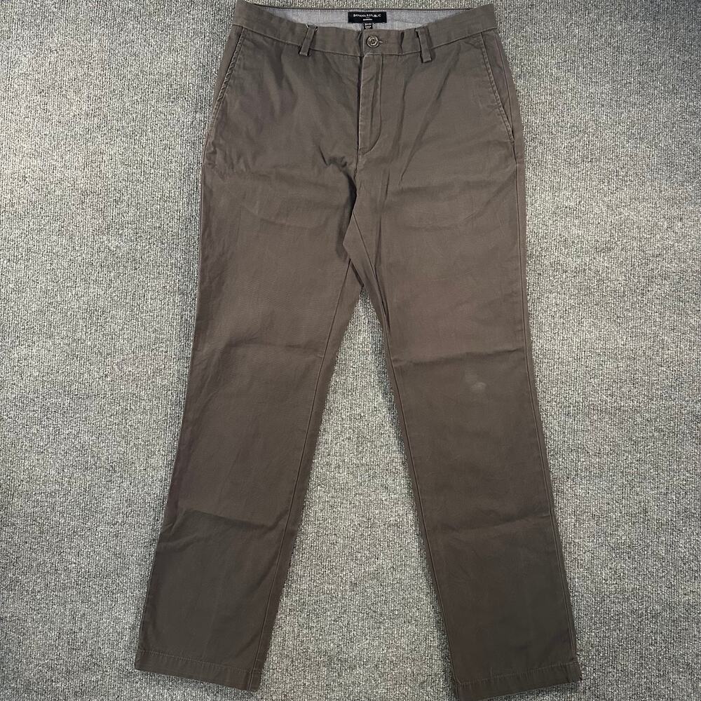 Banana Republic Mens Emerson Chino Pants Muted Tone Brown Preppy Cotton 32x32